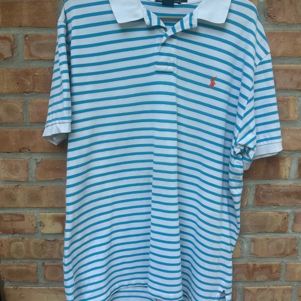 Ralph Lauren Blue and White Striped Polo